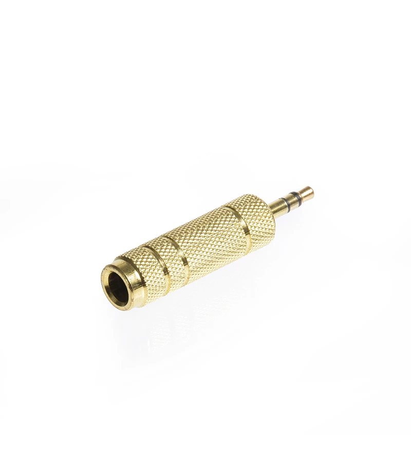 Adaptador Jack 6.3mm hembra a MiniPlug 3.5mm Macho con Metal Dorado, Adaptador 3.5mm macho a Plug Hembra