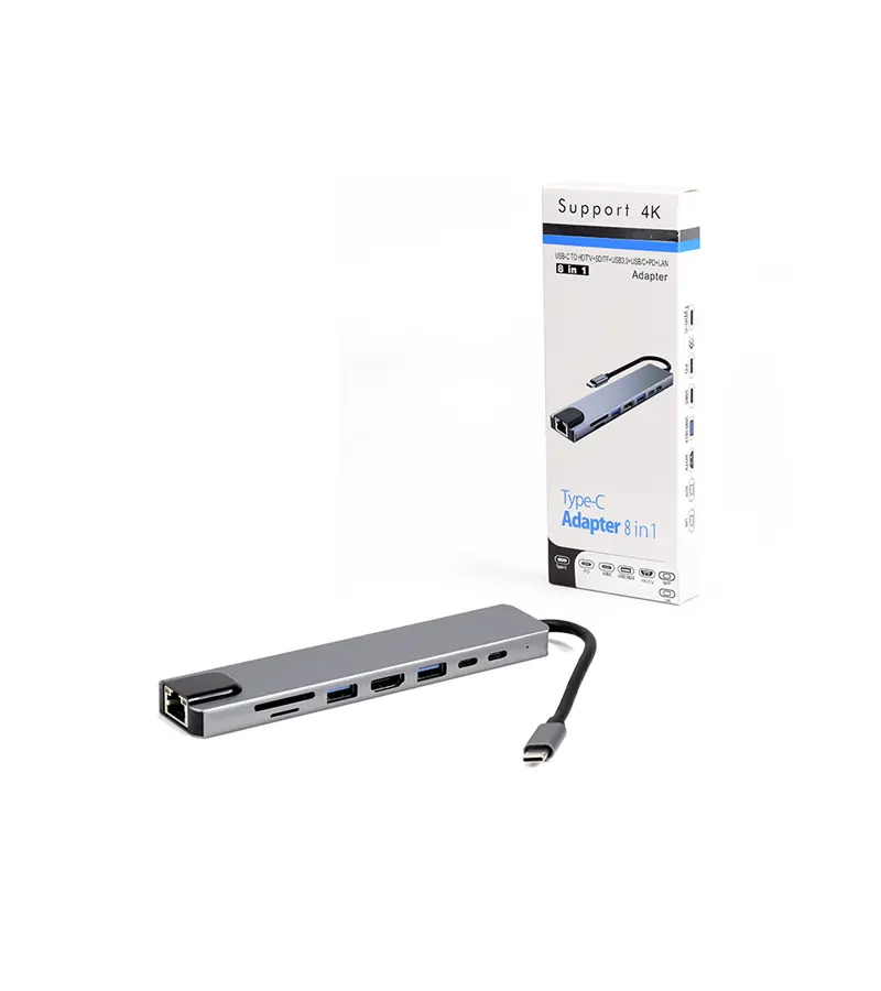 Adaptador USB C 8 en 1 - American NET GP-110TC8 Convertidor USB tipo C 8 en 1