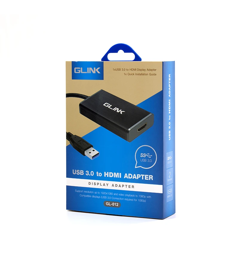 Adaptador USB a HDMI Full HD 1080p Glink GL-012, USB 3.0 a HDMI