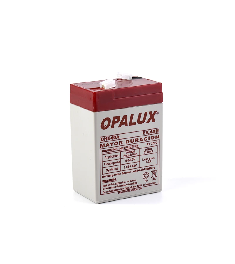 Batería Seca Recargable 6V 4Ah Opalux, Batería ácido de Plomo 6V 4A DH640A