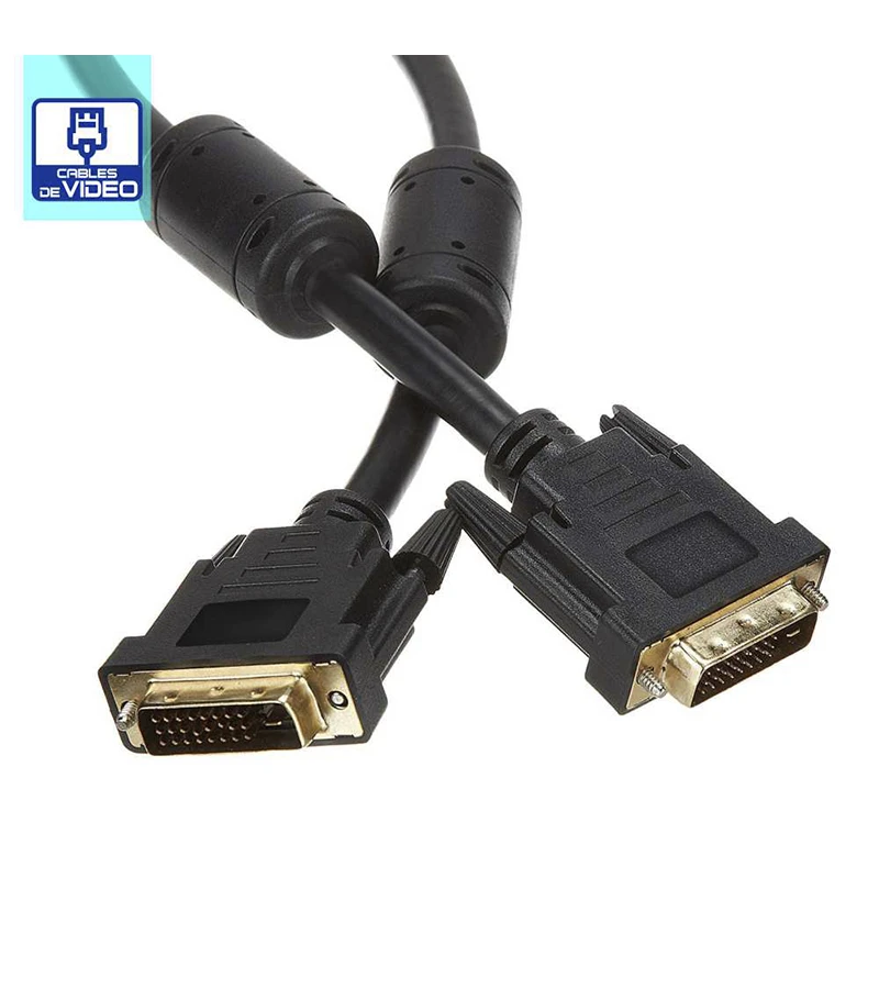 Cable DVI a DVI de 1.8Mt Con Filtro de Ferrita y Conector Dorado 24+1 - Trautech PE-DV0086