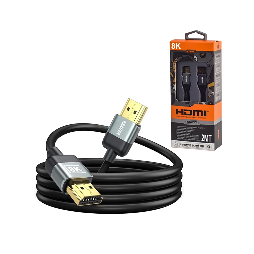 Cable HDMI de 2M 8K Kumo STA-AHD2101-2M Cable HDMI de 2 Metros en 8K@60hz 4K@120hz 2K@144hz Versión 2.1 Kumo STA-AHD2101-2M