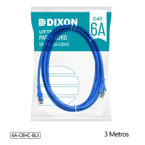 Cable Patch Cord Cat6A de 3MT Dixon 6A-CBHC-BL3 – Azul – Chaqueta LSZH