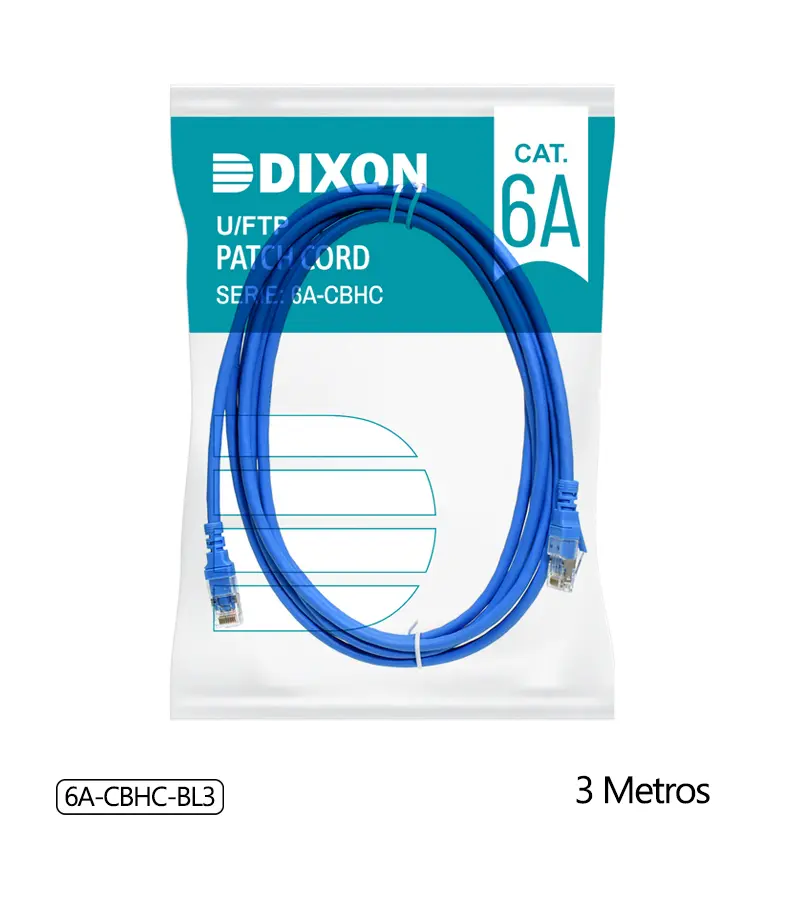 Cable Patch Cord Cat6A de 3MT Dixon 6A-CBHC-BL3 – Azul – Chaqueta LSZH