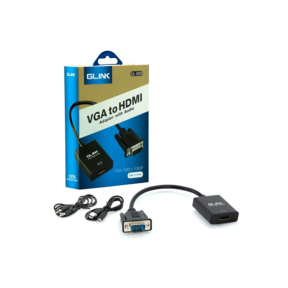 Convertidor VGA a HDMI Glink GL-009 Adaptador VGA a HDMI Full HD 1080p