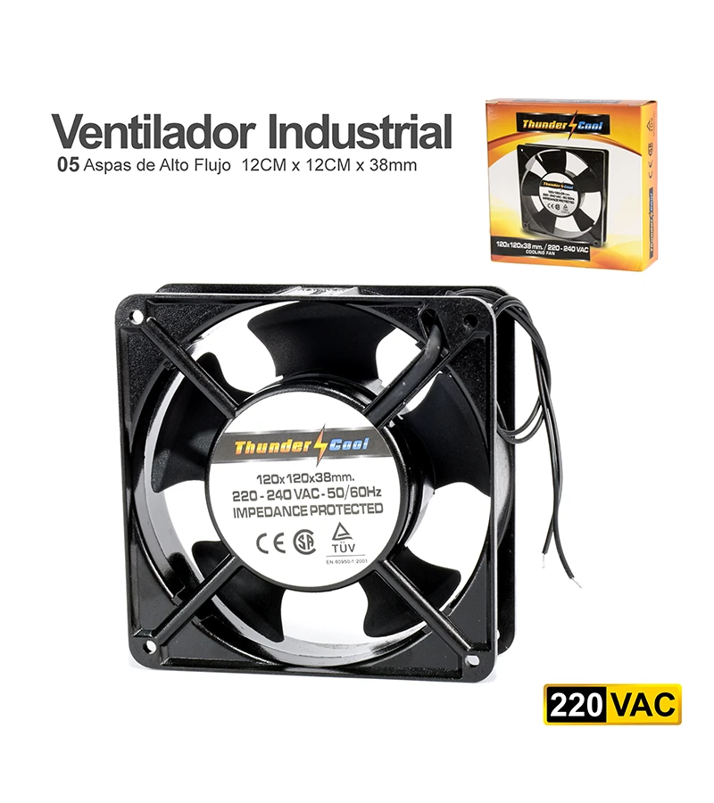 Ventilador Industrial 12CM 220VAC ThunderCool GP-360-12x12 Ventilador de 12 Centímetros a 220V AC Thunder Cool GP-360-12x12