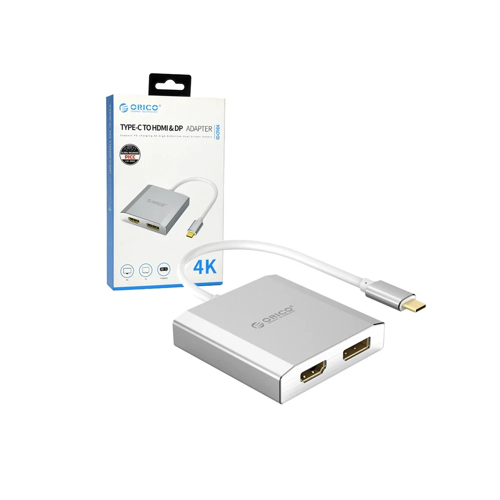 Adaptador USB C a HDMI y DP - Orico XD-CFHD4 Cable convertidor de USB C a HDMI + DP - Orico XD-CFHD4
