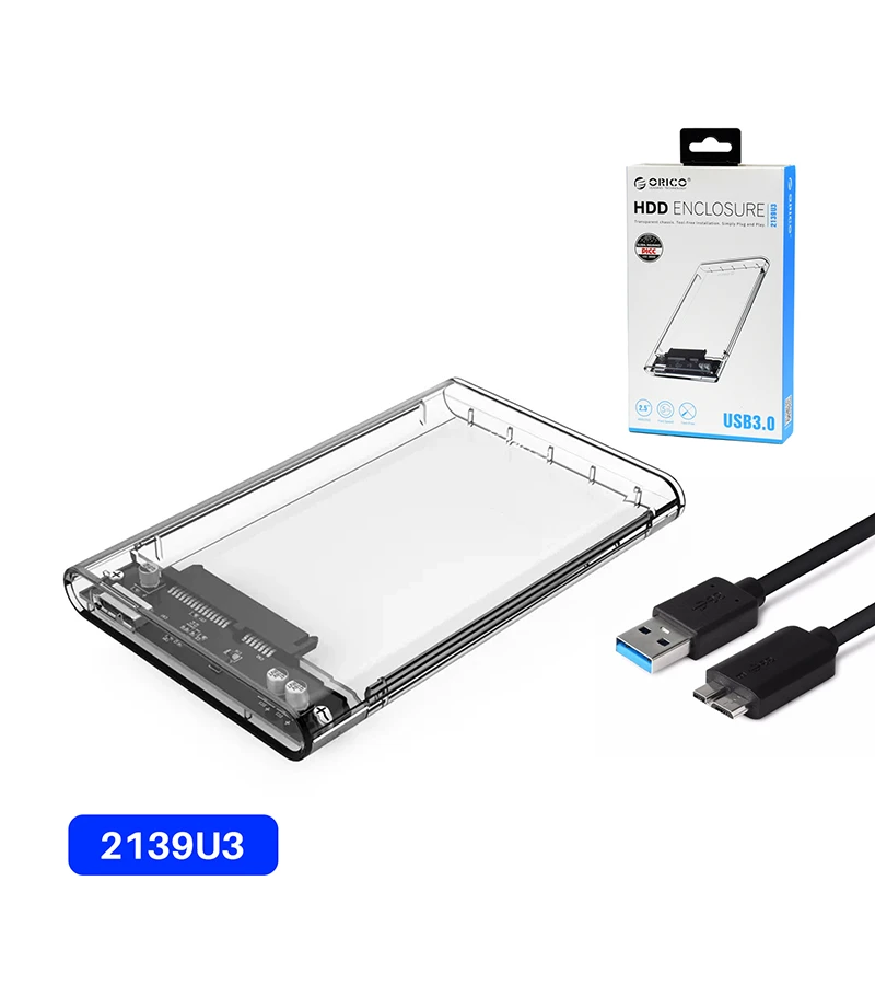 Case Transparente USB 3.0 para Discos HDD y SSD de Laptop Orico 2139U3 HDD Enclosure SSD y HDD de 2.5 Pulgadas Orico 2139U3-CR-BP