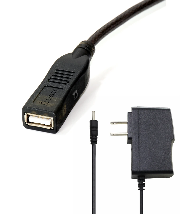 Cable Extensión USB 2.0 de 20 Metros con Booster Amplificador Dtech GP-DT5042 con Adaptador de Voltaje de 5V1A