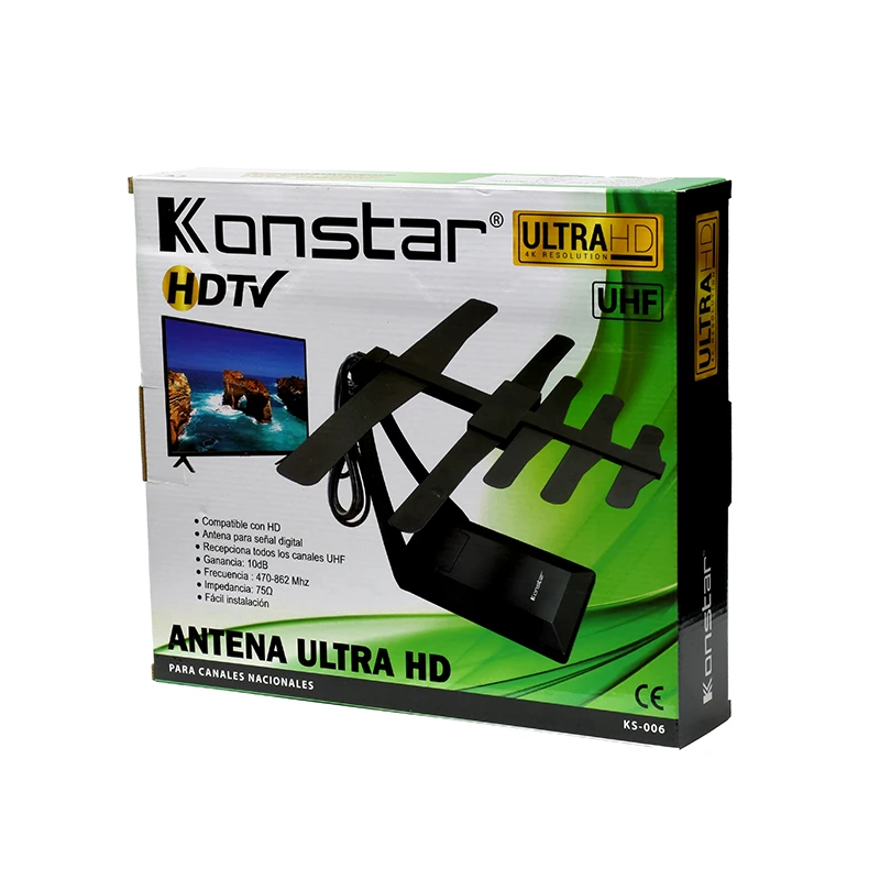 Antena Ultra HD para TV Digital TDT Konstar KS-006 Antena HD para Televisión con señal UHF para Señal Digital Abierta TDT ISDB-t Konstar KS-006