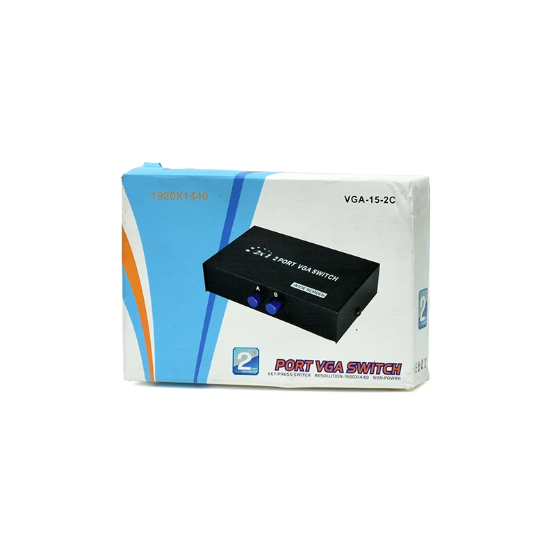 Switch VGA de 2 Entradas 1 Salida - Trautech PE-SC0013 Selector VGA de 2 Entradas 1 Salida - Botón Manual, Full HD 1920x1280 pixeles Trautech PE-SC0013