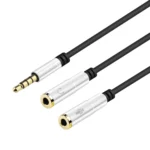 Cable Adaptador Bifucador de Audio y Micrófono - Delcom DCAU-020 Cable Divisor de Audio y Micrófono a Mini Plug Macho de 3.5mm - Delcom